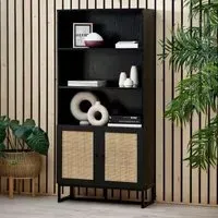 Padstow Tall Bookcase - Black, Rattan