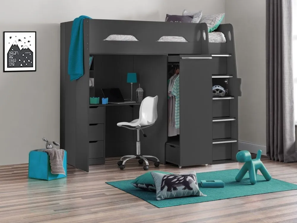 Pegasus High Sleeper Bed - Matt Anthracite