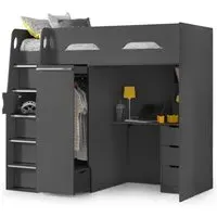 Pegasus High Sleeper Bed - Matt Anthracite