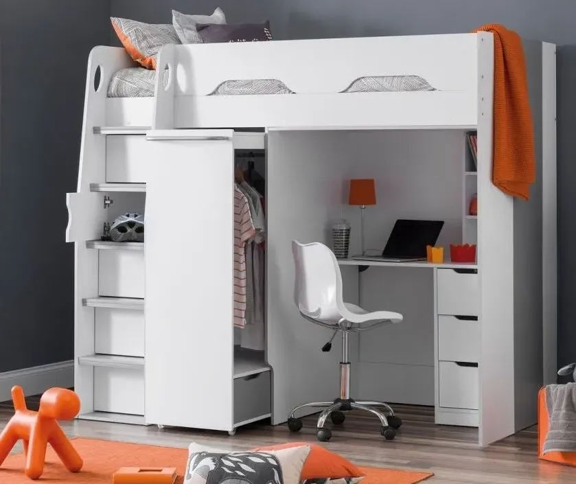 Pegasus High Sleeper Bed - Matt White