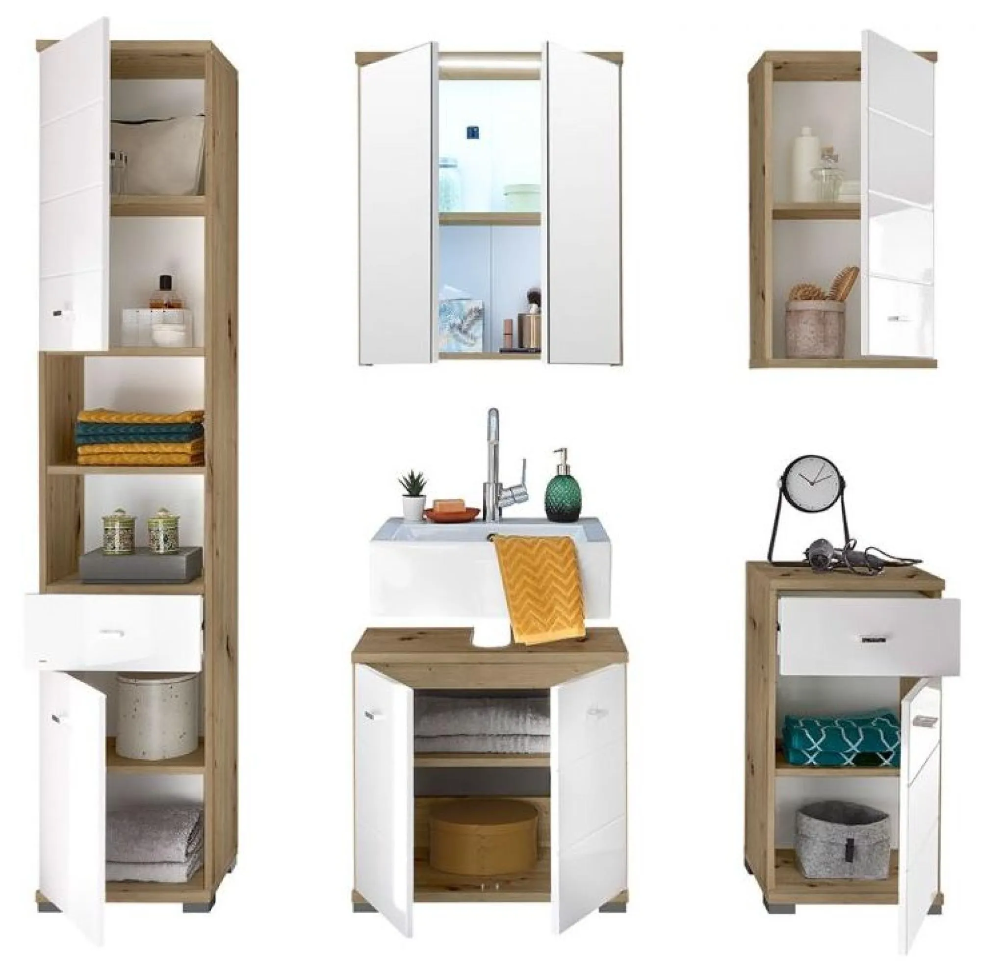 Pool 1 Door Wall Cabinet - White Gloss