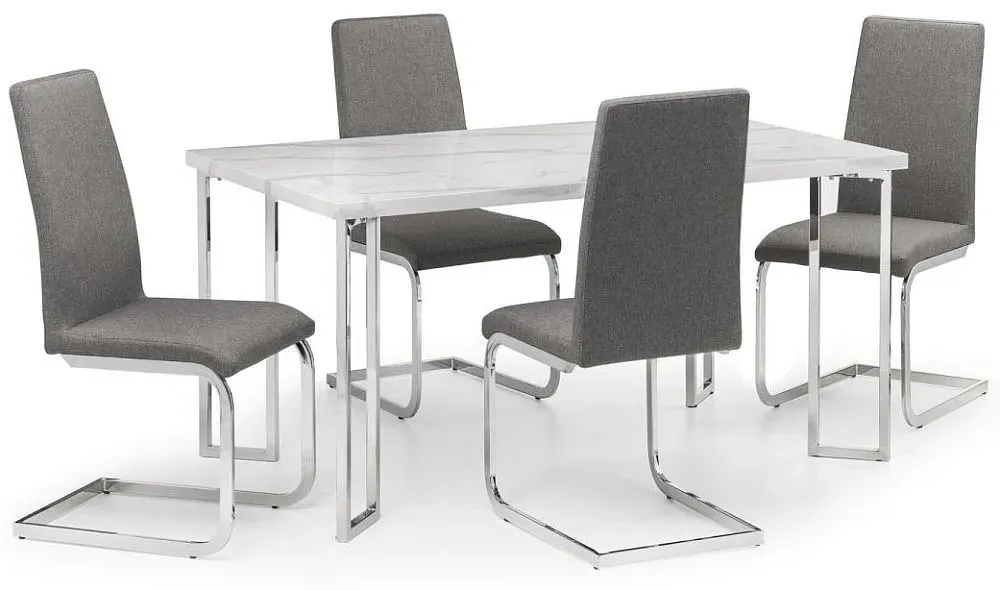 Positano White Marble Effect 6-Seater Dining Table - White