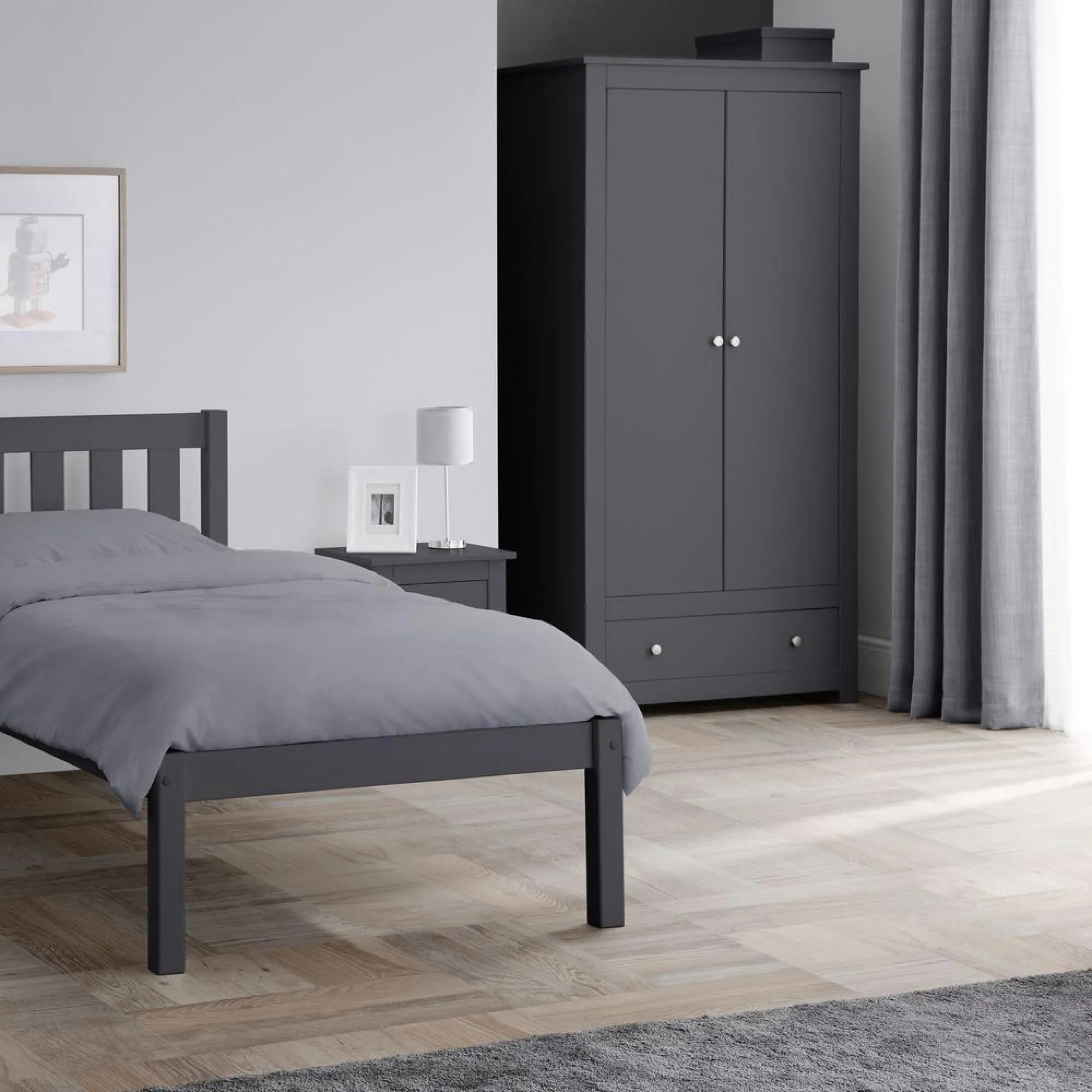 Radley 2 Door Double Wardrobe with Drawer - Anthracite