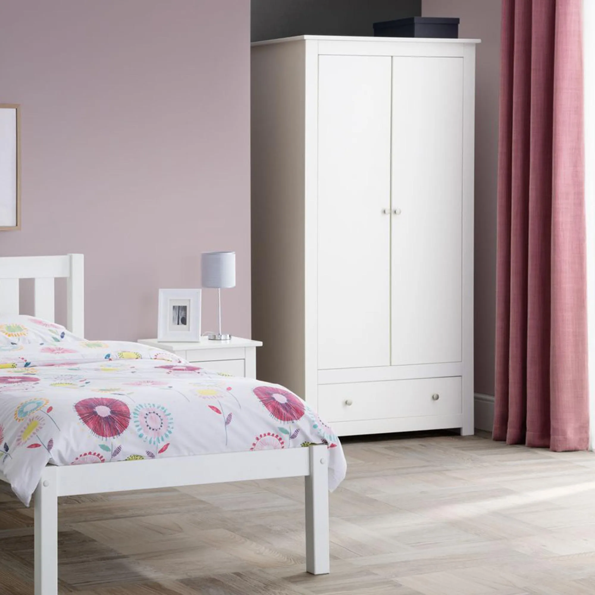 Radley 2 Door Double Wardrobe with Drawer - White