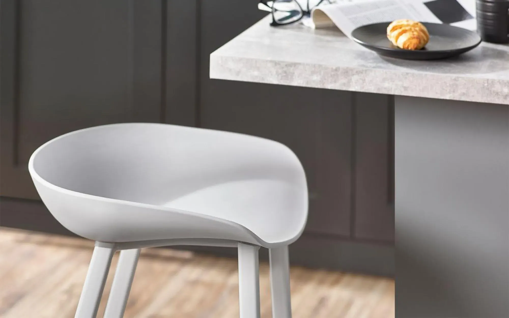 Renzo Set of 2 Barstool - Grey