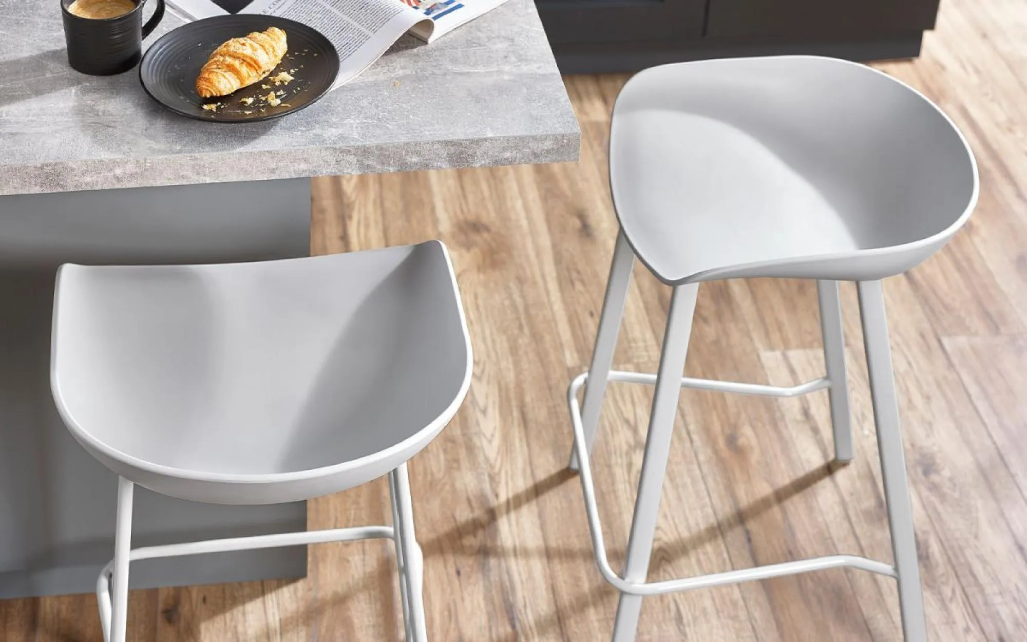 Renzo Set of 2 Barstool - Grey