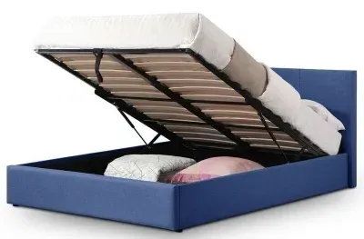 Rialto Ottoman Storage Bed with Lift-Up - Dark Blue, Fabric image
