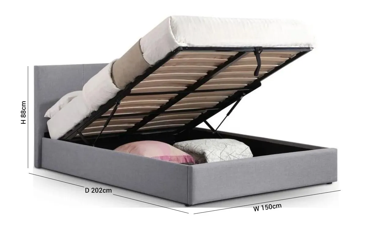 Rialto Ottoman Storage Bed with Lift-Up - Light Grey, Fabric