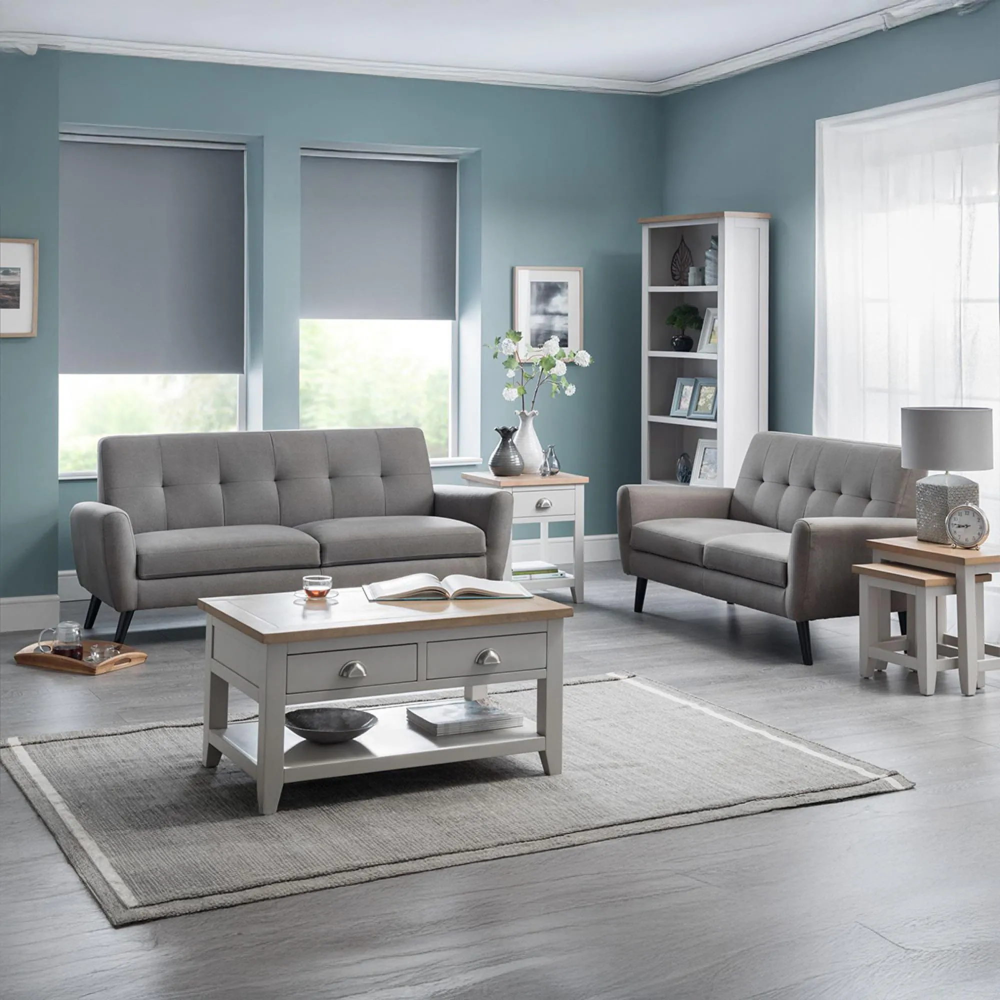 Richmond Lamp Table with Shelf - Grey