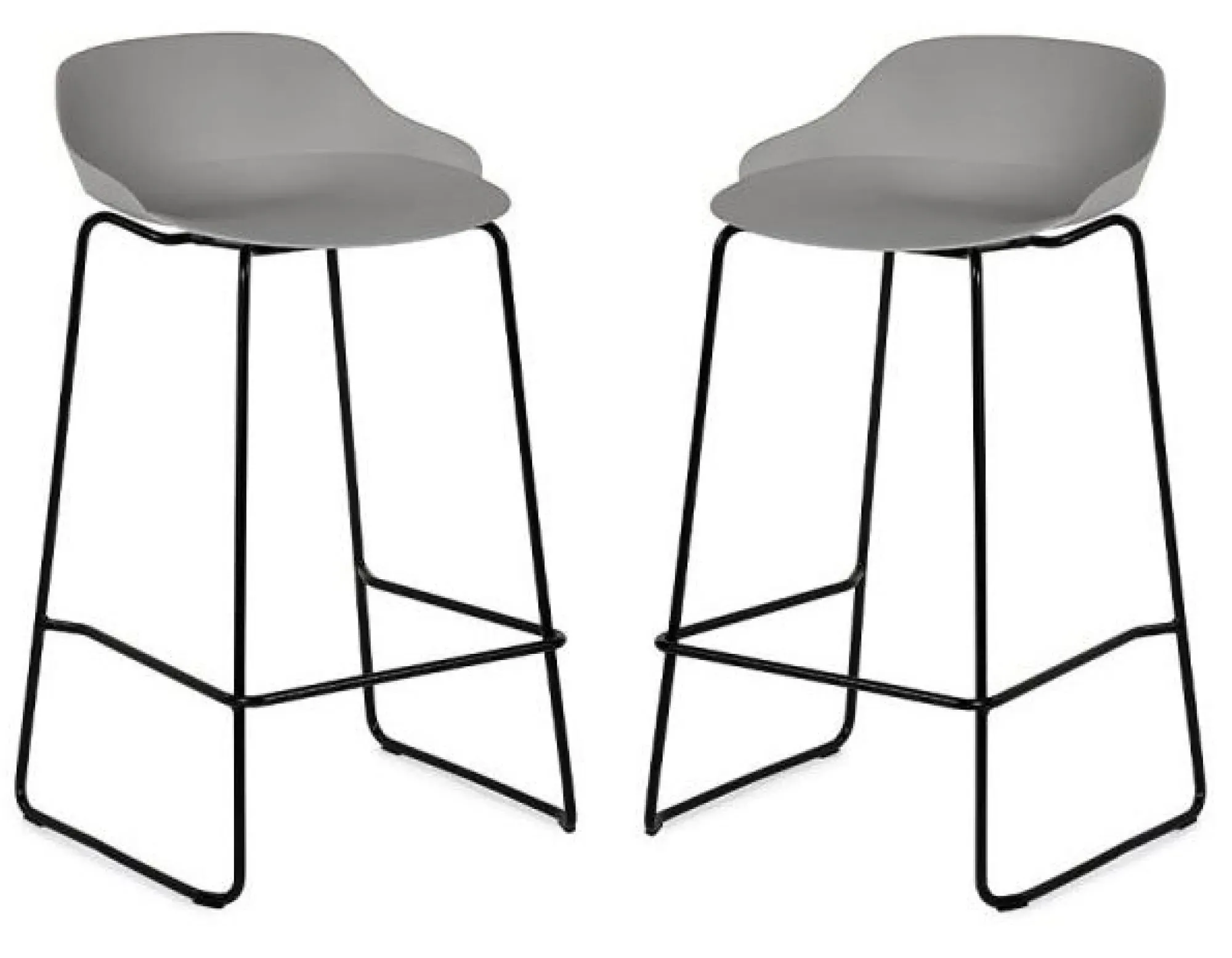 Rocco Barstool Set of 2 - Light Grey, Plastic