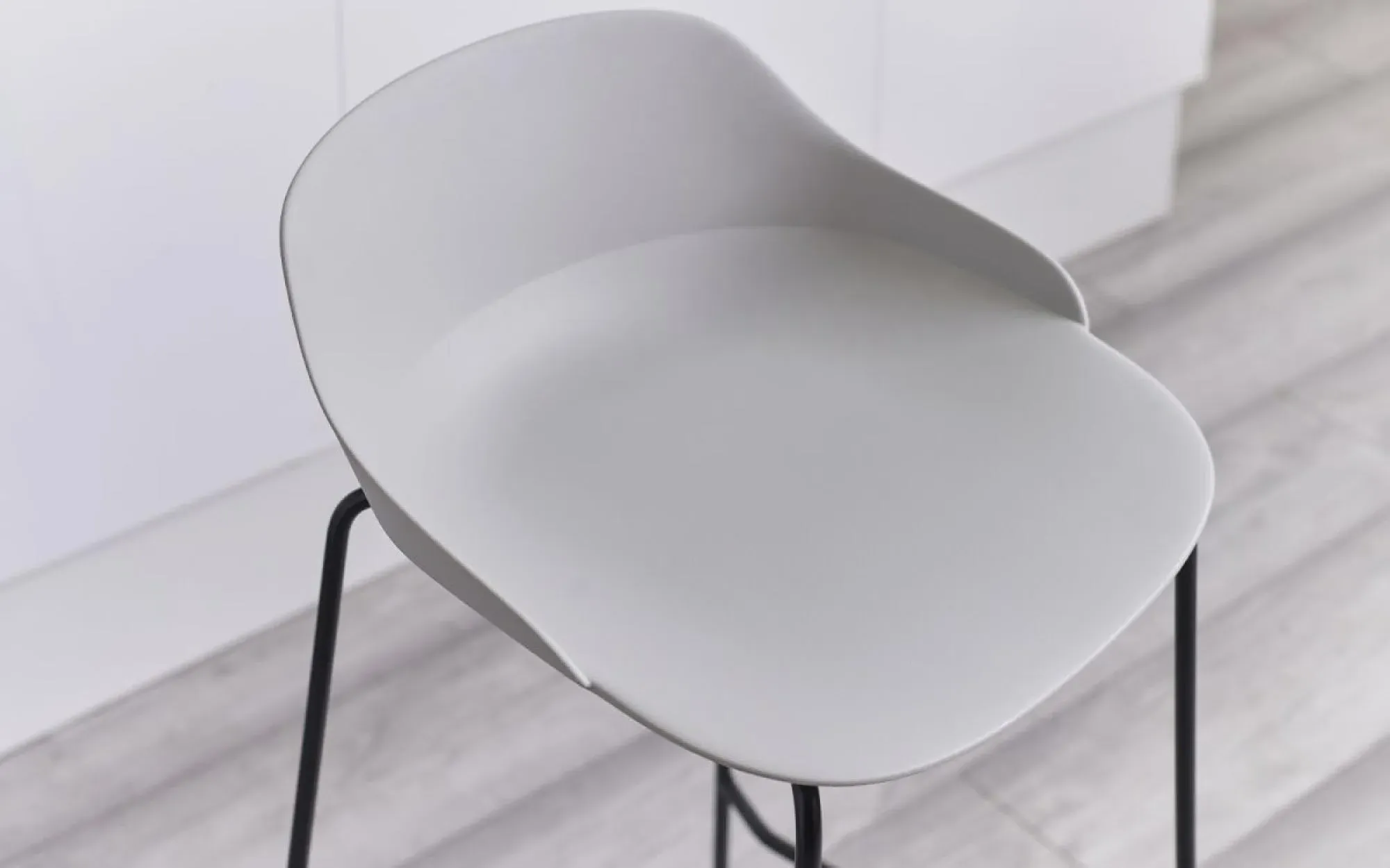 Rocco Barstool Set of 2 - Light Grey, Plastic