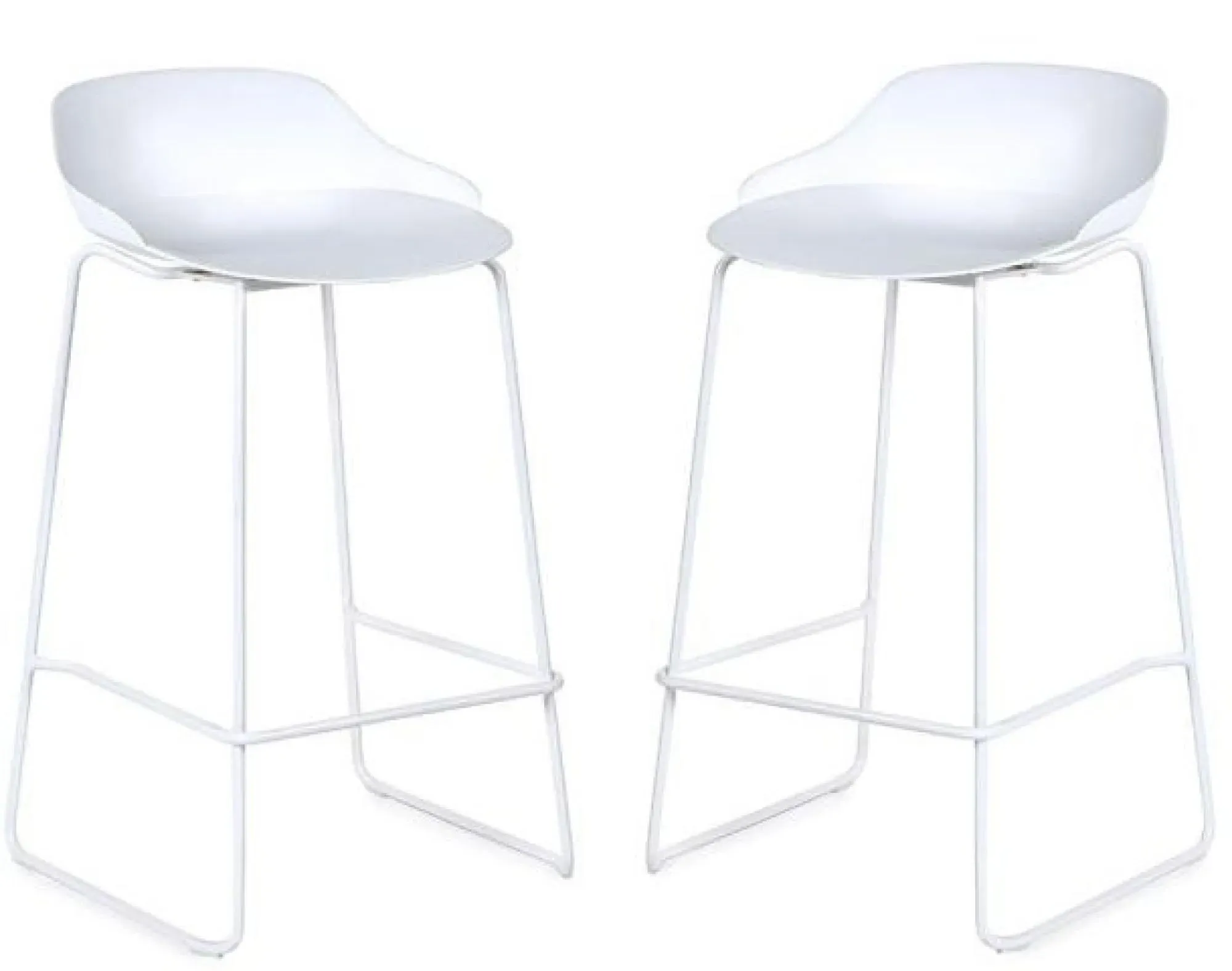 Rocco Barstool Set of 2 - White, Plastic