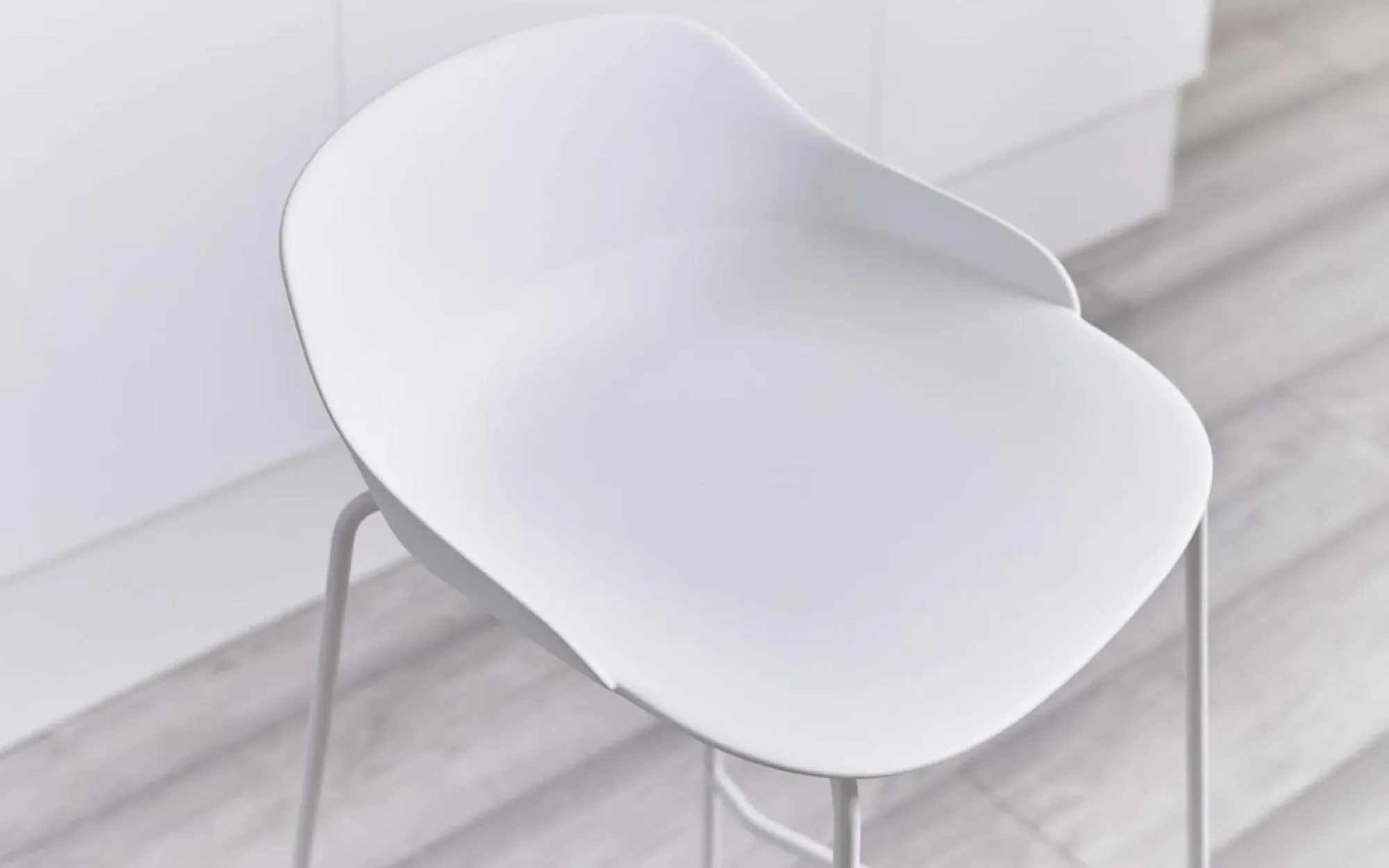 Rocco Barstool Set of 2 - White, Plastic