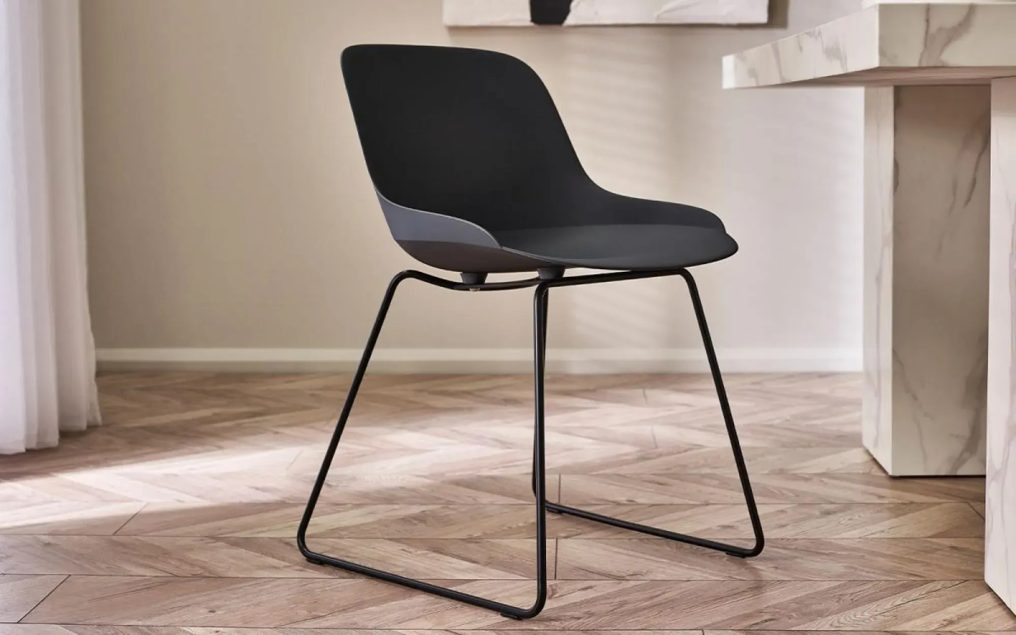 Rocco Dining Chairs Set of 2 - Dark Grey, Plastic