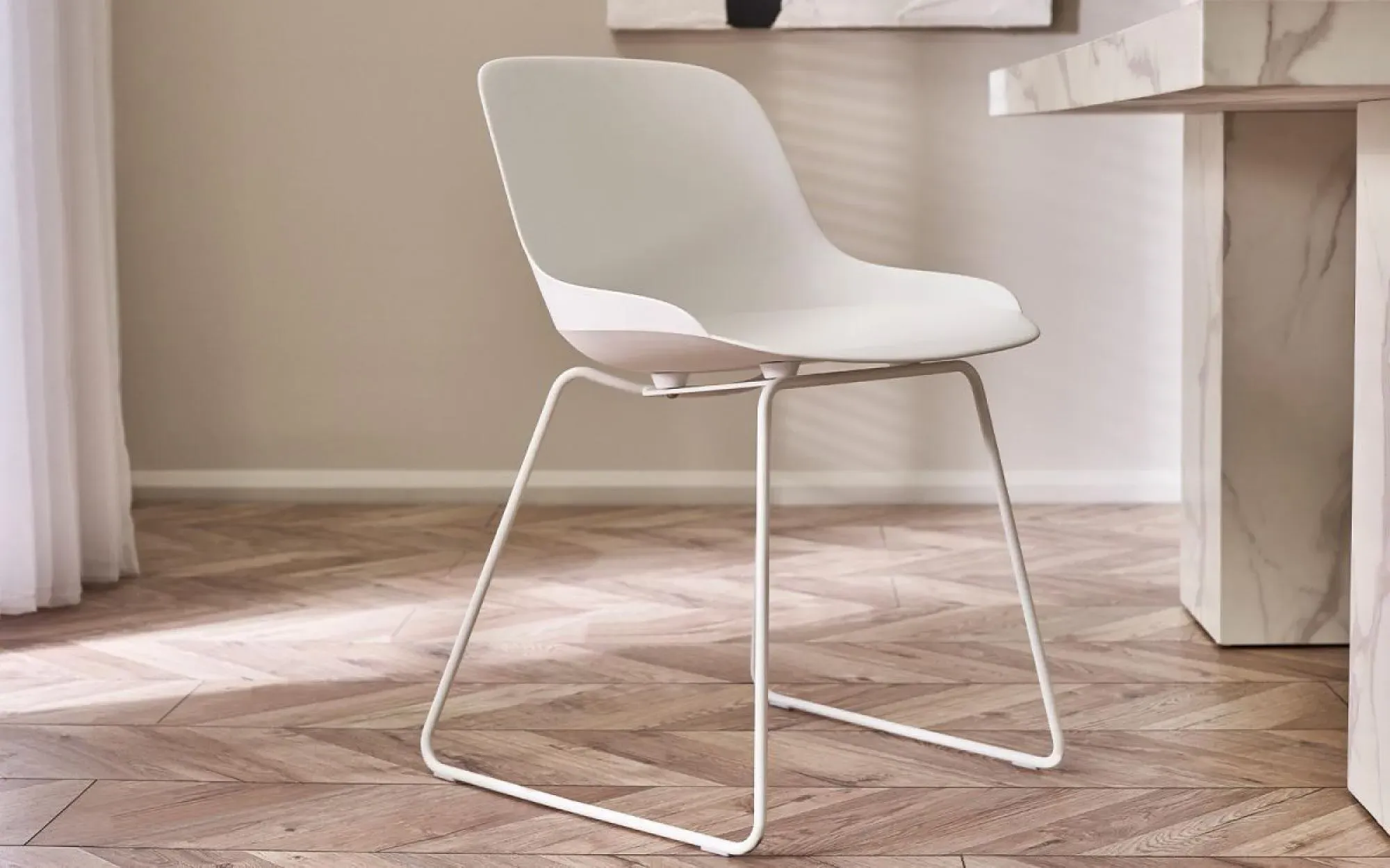 Rocco Dining Chairs Set of 2 - White, Plastic