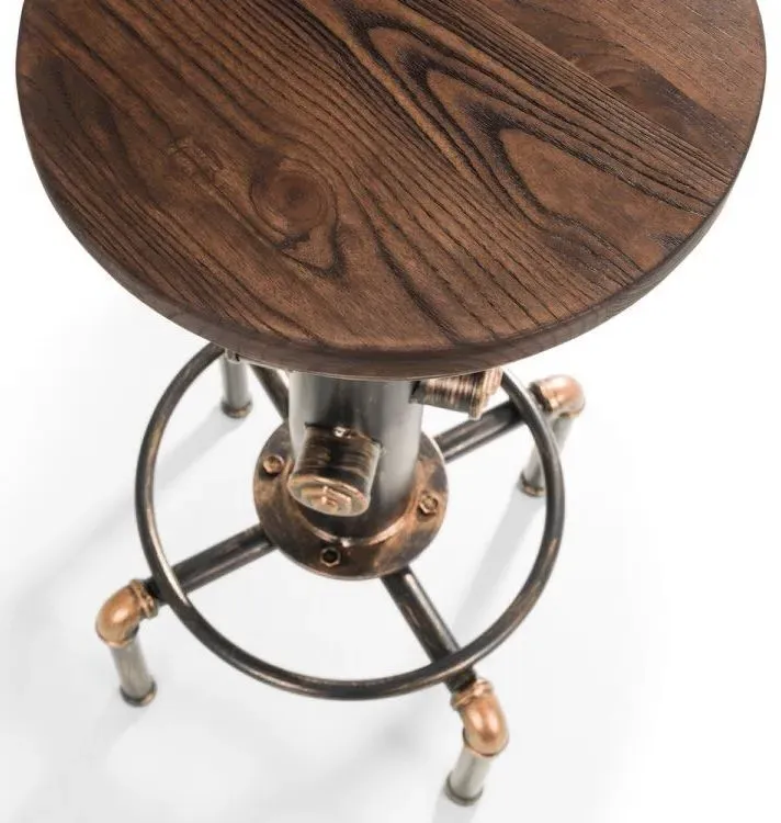 Rockport Round Set of 2 Barstool - Copper, Elm