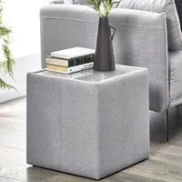 Rohe Glass Top Lamp Table - Platinum Wool Effect