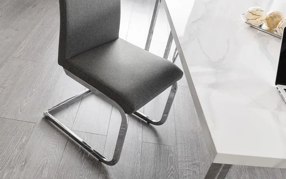 Roma Cantilever Dining Chair Set of 2 - Grey, Linen