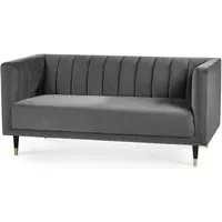 Salma 2-Seater Sofa with Scalloped Back - Grey, Fabric