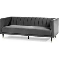 Salma 3-Seater Sofa with Scalloped Back - Grey, Fabric