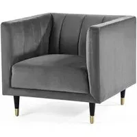 Salma Chair with Scalloped Back - Grey, Fabric