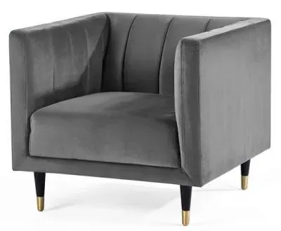 Salma Chair with Scalloped Back - Grey, Fabric image