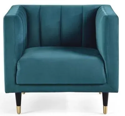 Salma Chair with Scalloped Back - Teal, Fabric