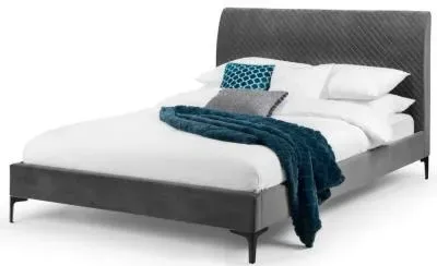 Sanderson Bed Frame - Grey, Velvet