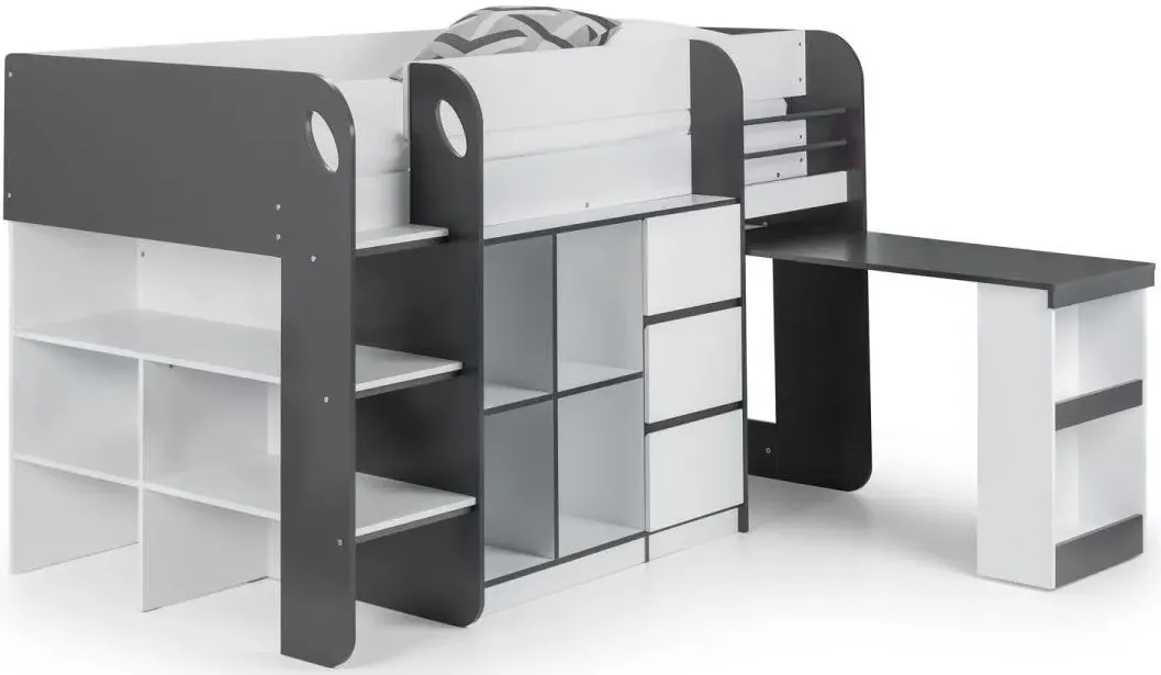 Saturn Midsleeper Bed - White, Grey