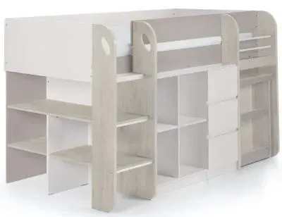 Saturn Midsleeper Bed - White, Taupe