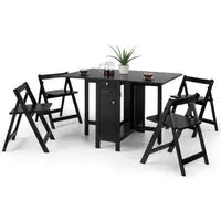 Savoy 4-Seater Gateleg Dining Set with 4 Chairs - Black
