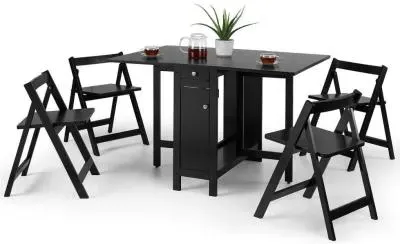 Savoy 4-Seater Gateleg Dining Set with 4 Chairs - Black image