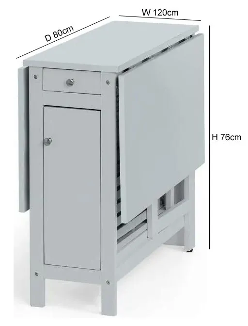 Savoy 4-Seater Gateleg Dining Set with 4 Chairs - Grey