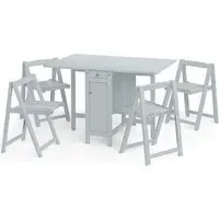 Savoy 4-Seater Gateleg Dining Set with 4 Chairs - Grey