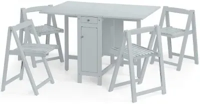 Savoy 4-Seater Gateleg Dining Set with 4 Chairs - Grey