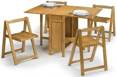Savoy 4-Seater Gateleg Dining Set with 4 Chairs - Oak