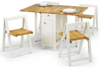 Savoy 4-Seater Gateleg Dining Set with 4 Chairs - White