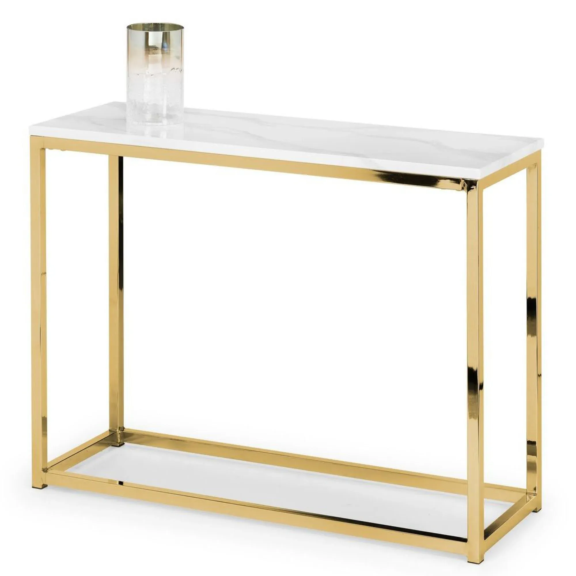 Scala 100cm Console Table - White, Marble Effect