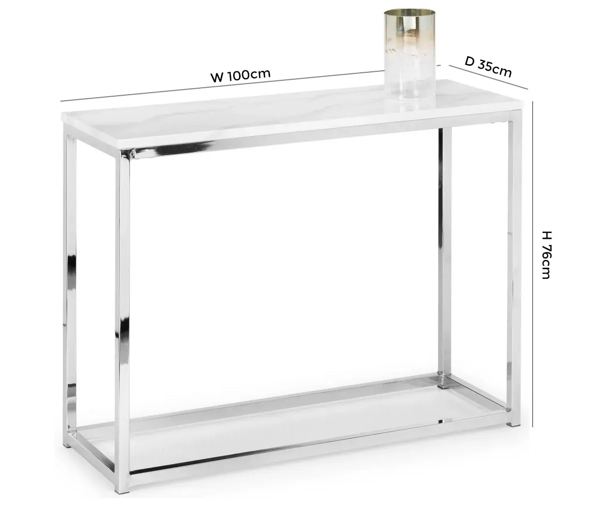 Scala 100cm Console Table - White, Marble Effect
