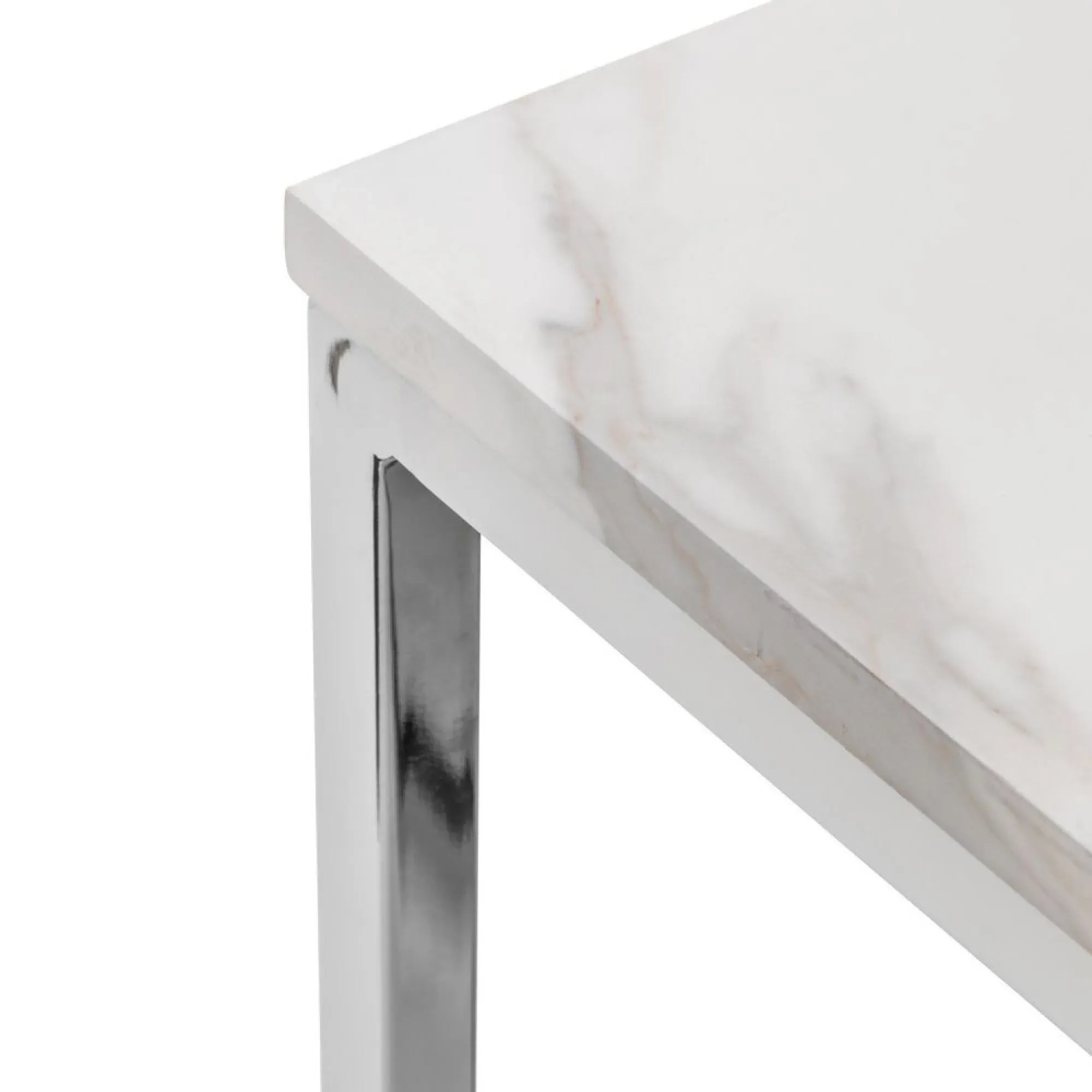 Scala 4-Seater Dining Table - White, Marble Effect