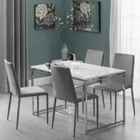 Scala 4-Seater Dining Table - White, Marble Effect