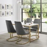 Scala 4-Seater Dining Table - White, Marble Effect