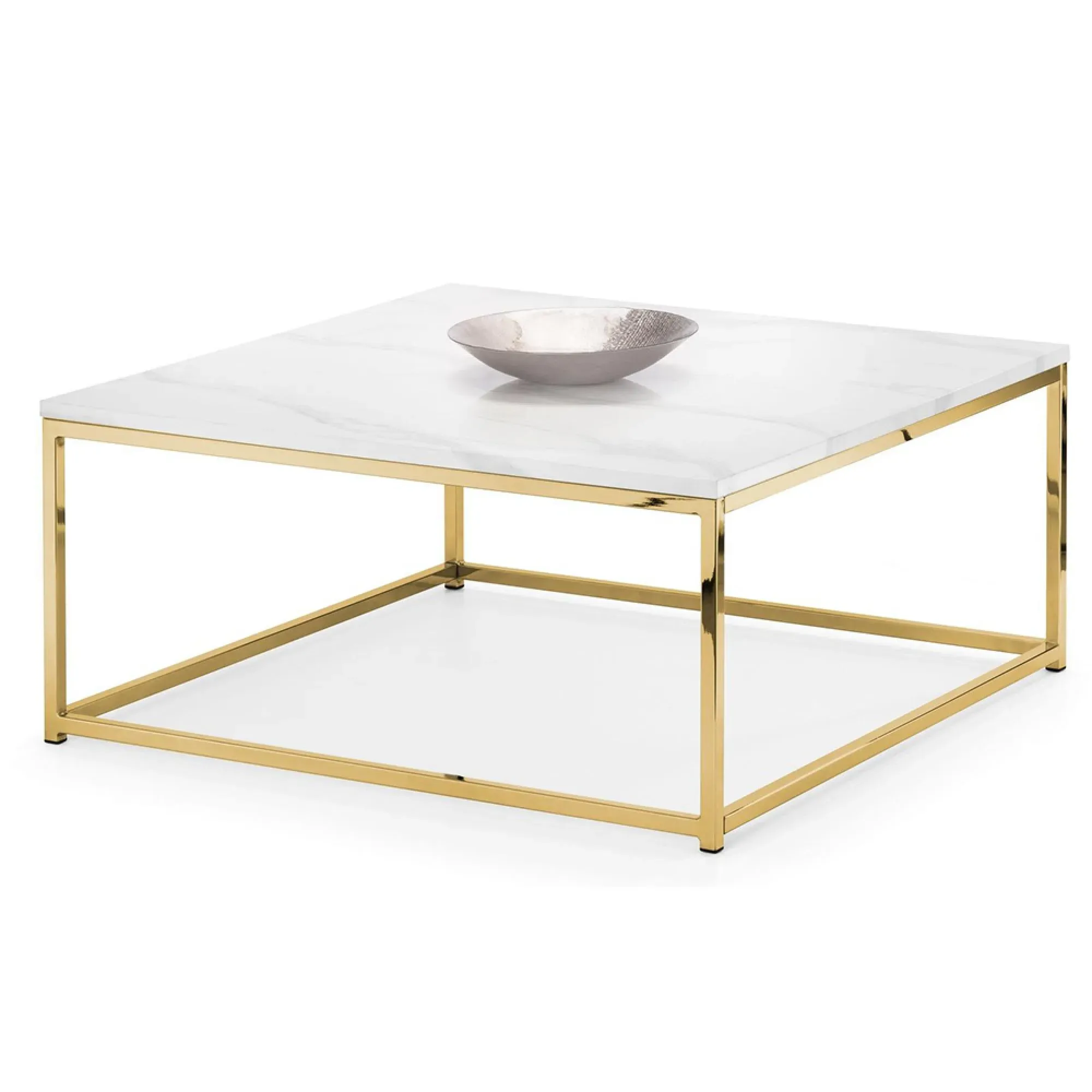 Scala Square Coffee Table - White, Marble Effect