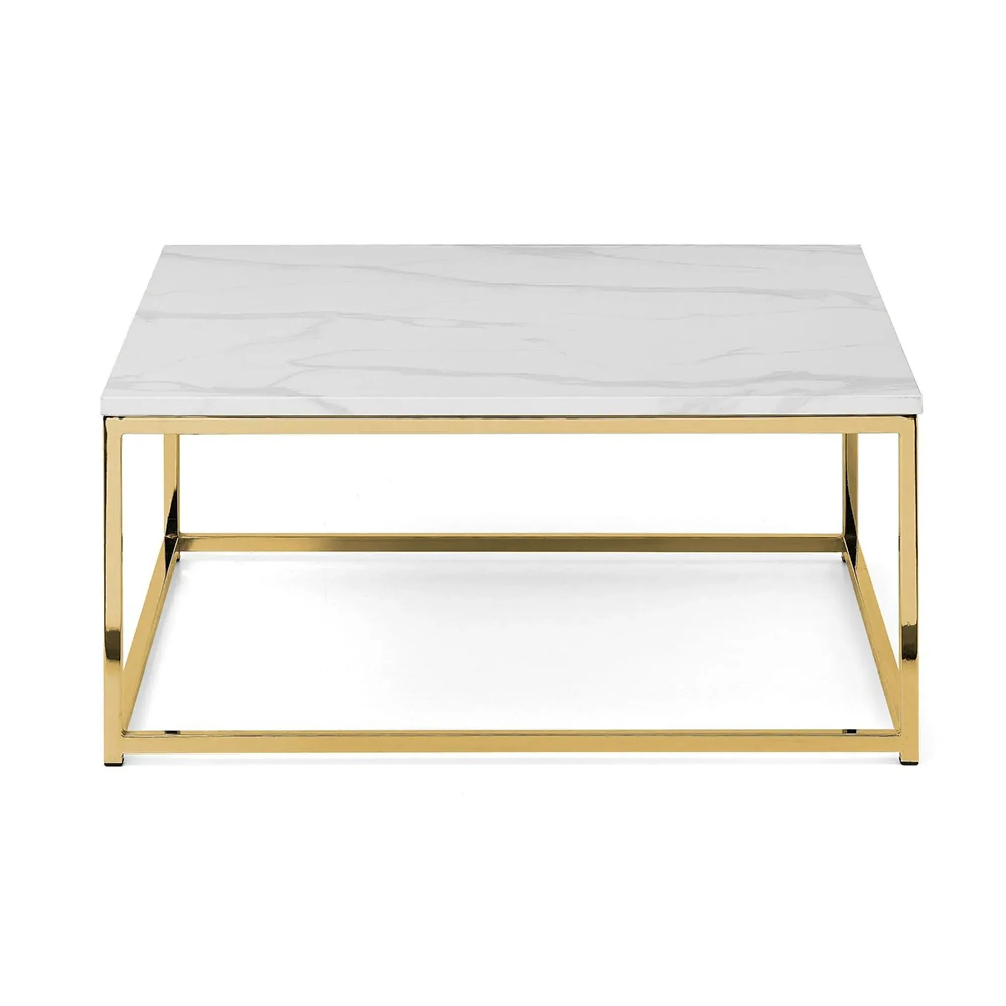 Scala Square Coffee Table - White, Marble Effect