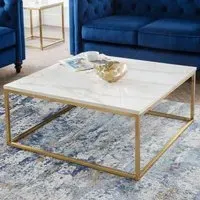 Scala Square Coffee Table - White, Marble Effect