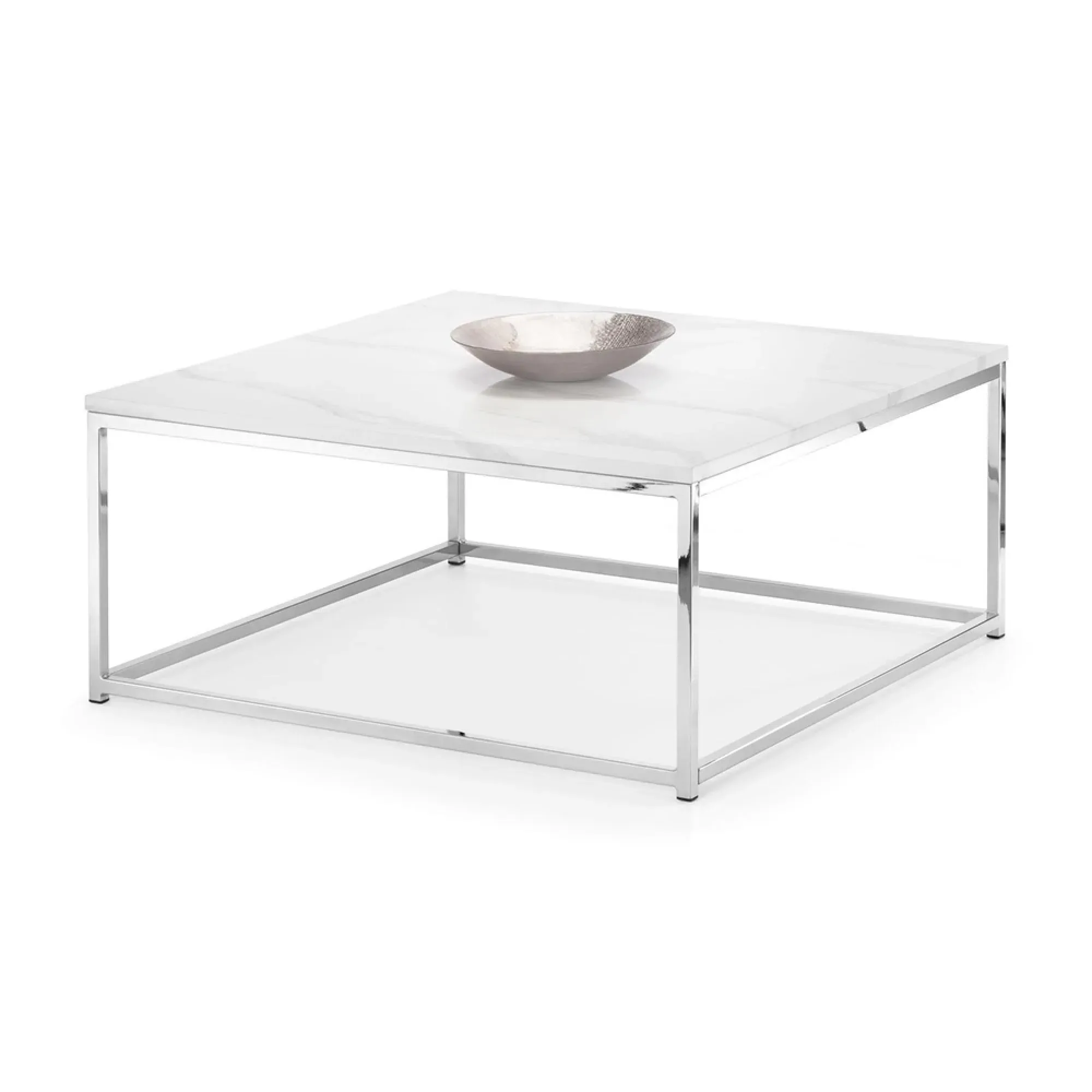 Scala Square Coffee Table - White, Marble Effect