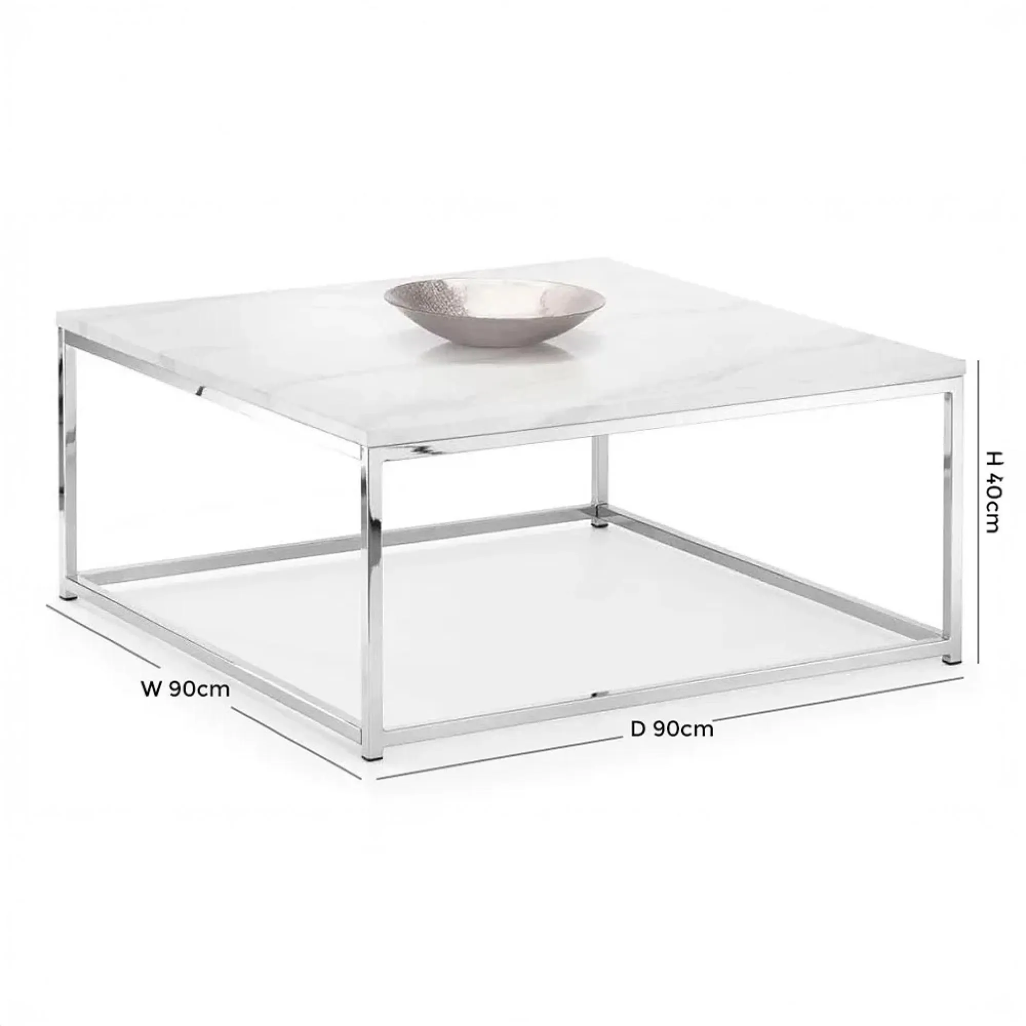 Scala Square Coffee Table - White, Marble Effect