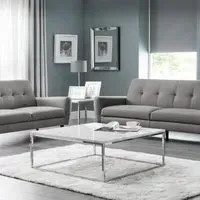 Scala Square Coffee Table - White, Marble Effect