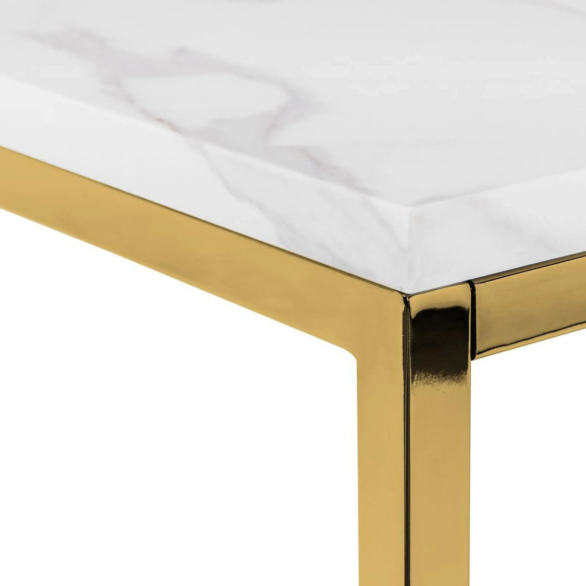 Scala Square Lamp Table - White, Marble Effect