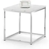 Scala Square Lamp Table - White, Marble Effect
